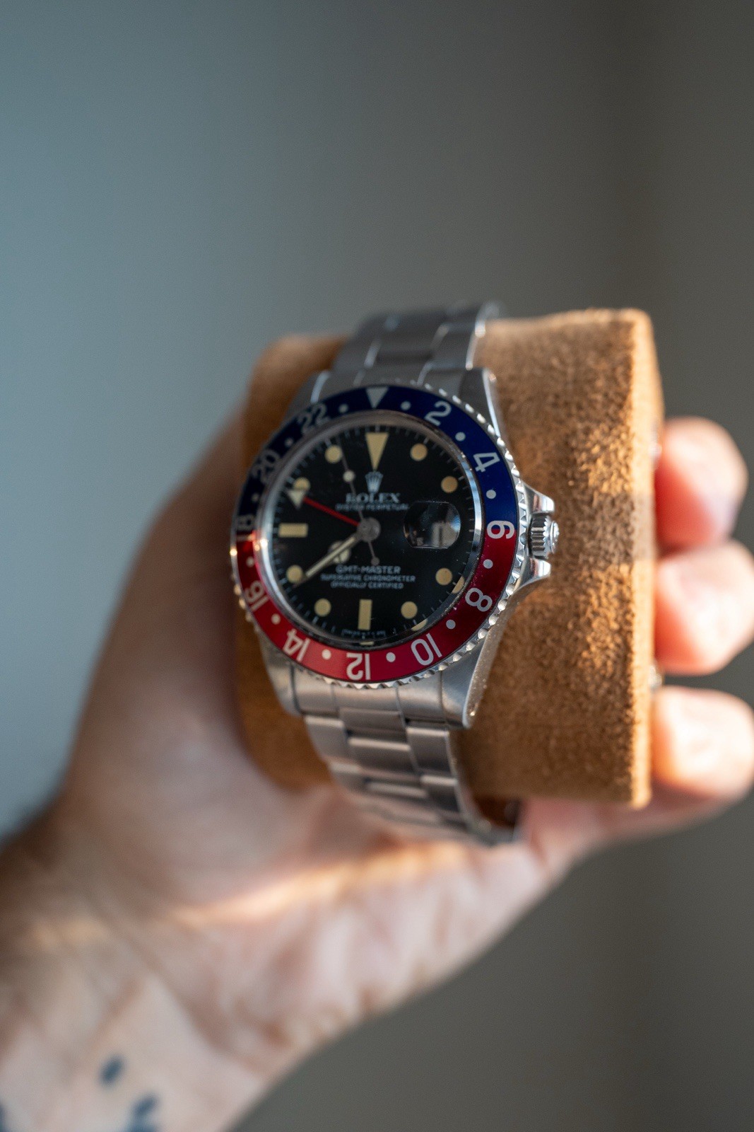 Rolex GMT-Master 1675 Silver Oyster Bracelet with Blue and Red Bezel
