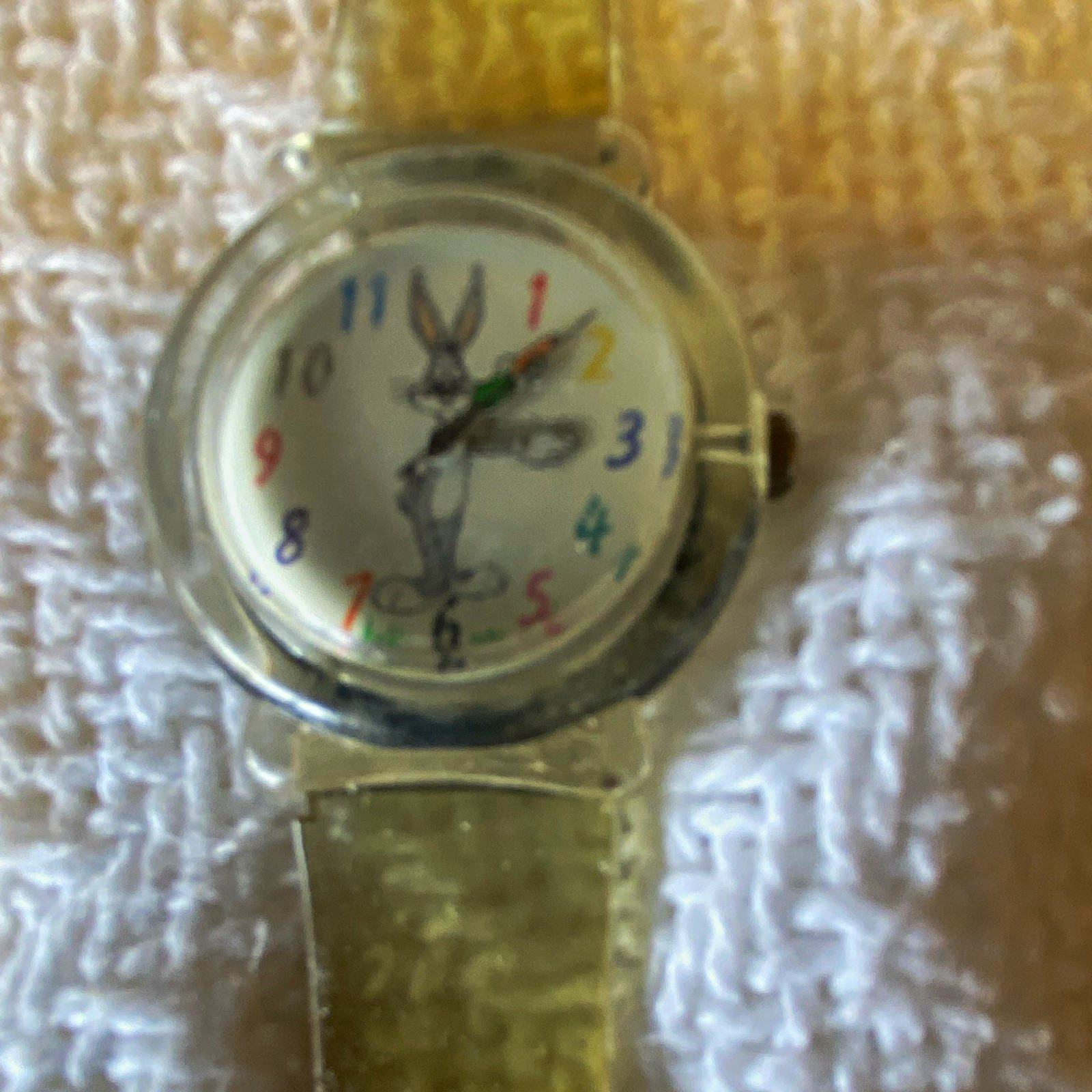 Bugs Bunny Cartoon Quartz Analog Kids Watch Clear Plastic Strap Silver 22mm