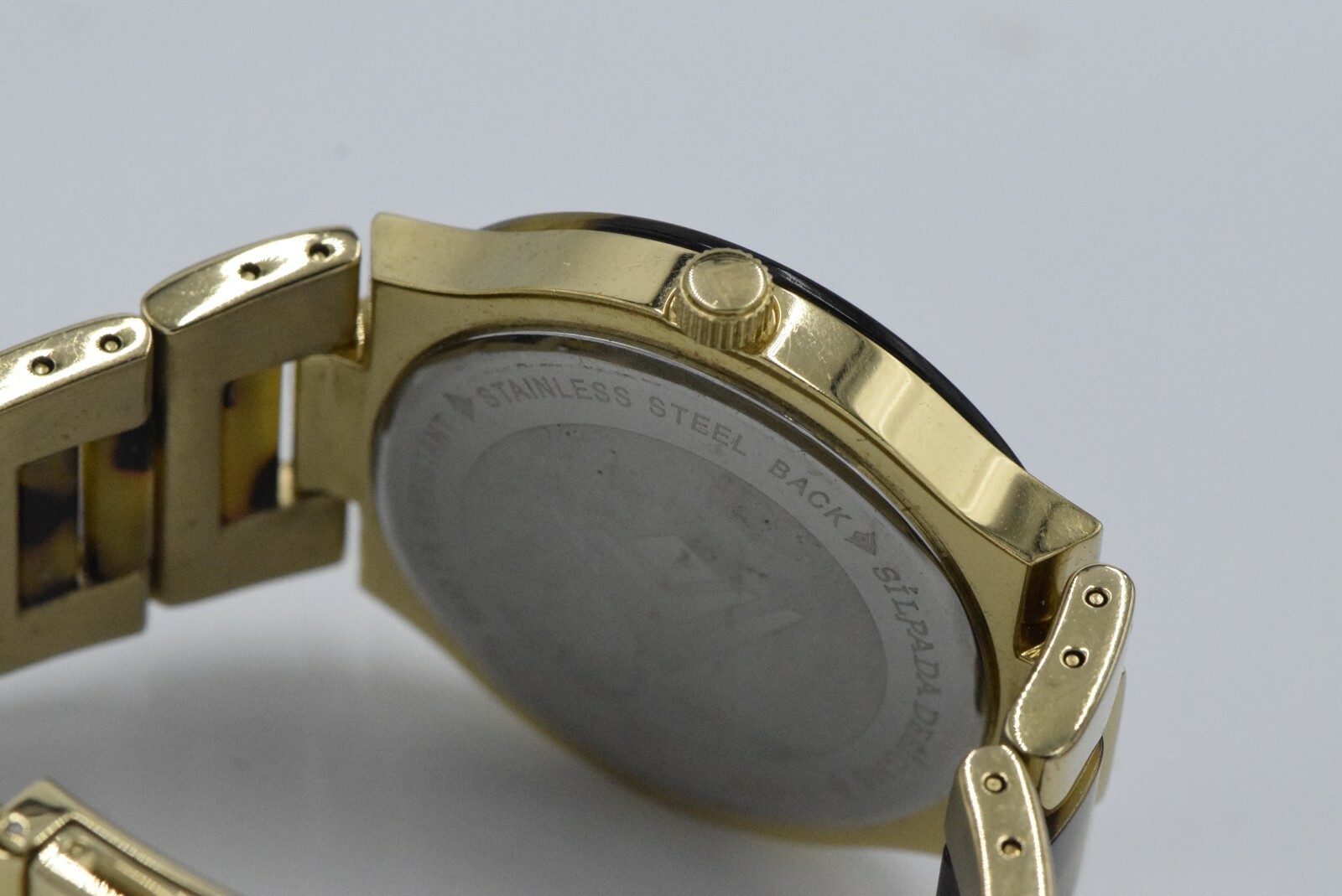 Silpada “Timeless Tortoise” Resin Stainless Steel Gold Watch KRT0016