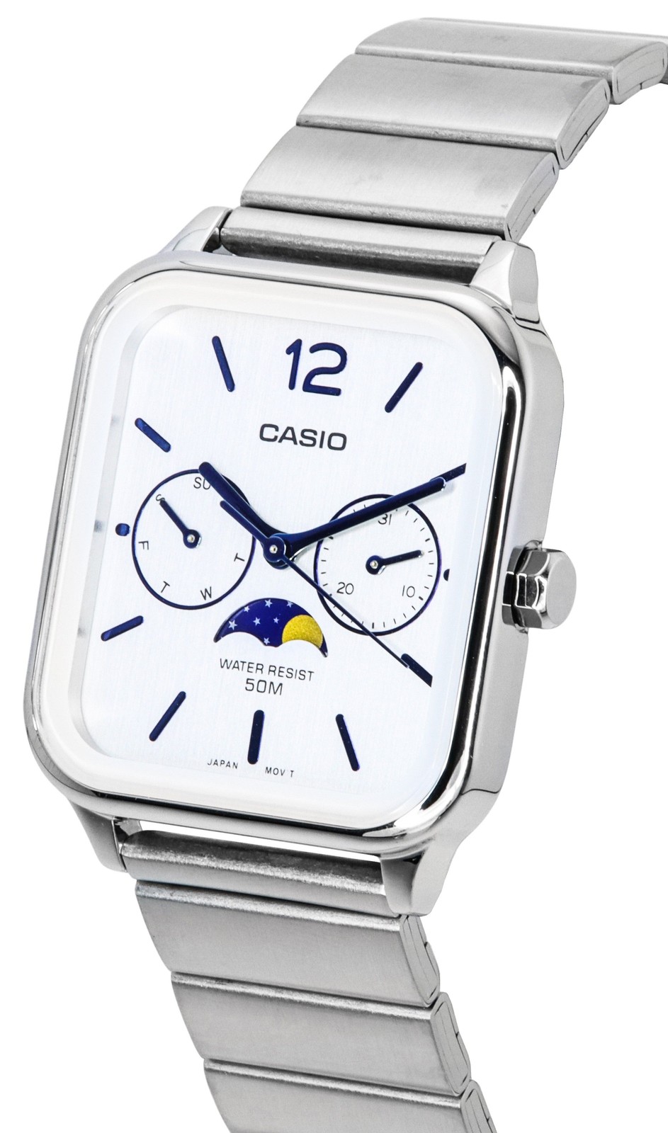Casio Standard Analog Moon Phase Silver Dial Quartz MTP-M305D-7A Men’s Watch
