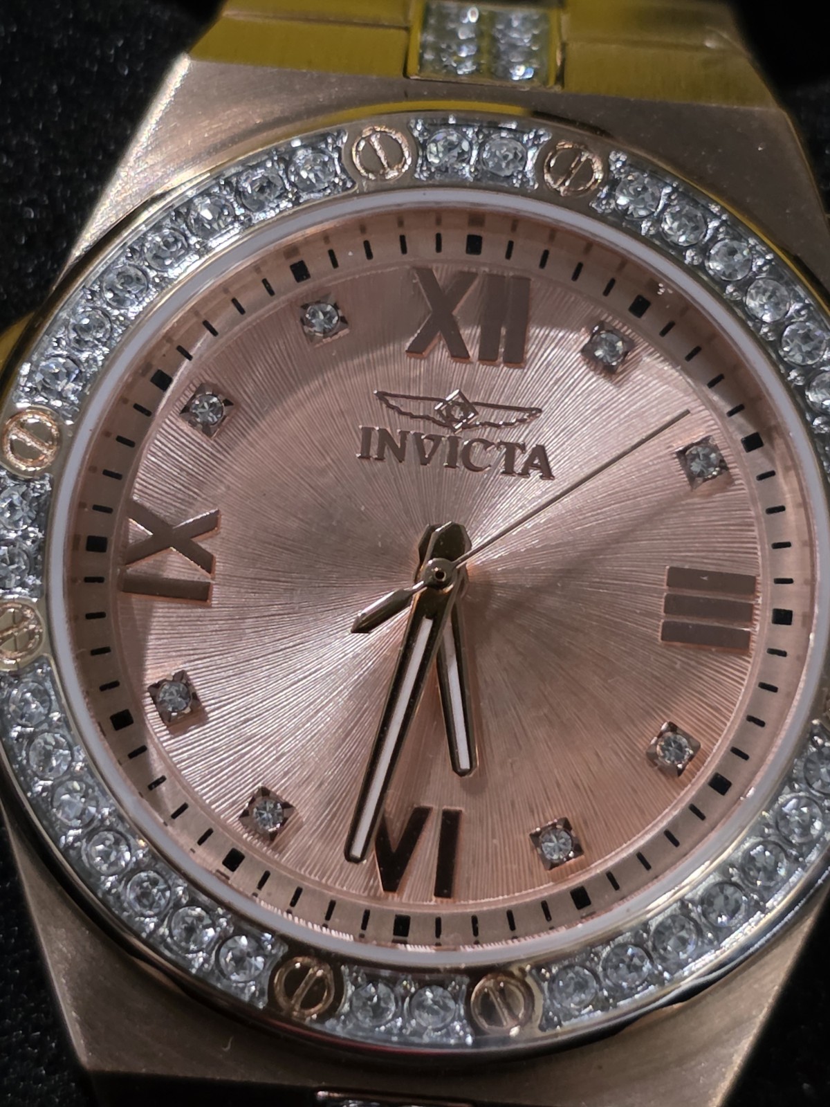 Invicta Women’s Specialty Quartz Rose Gold Crystal Bezel Bracelet 30mm 50m (35)