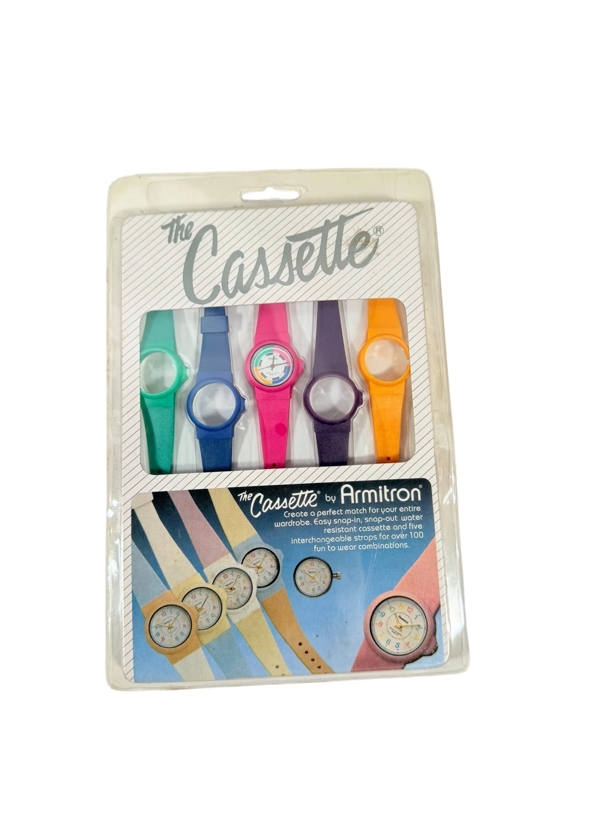 Vintage Armitron The Cassette Interchangeable Watch Set NEW 5 Color Bands 1980s