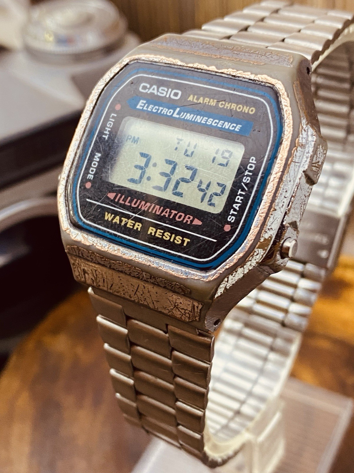 Casio A168 Illuminator Digital Watch Silver Electro Luminescence #8491