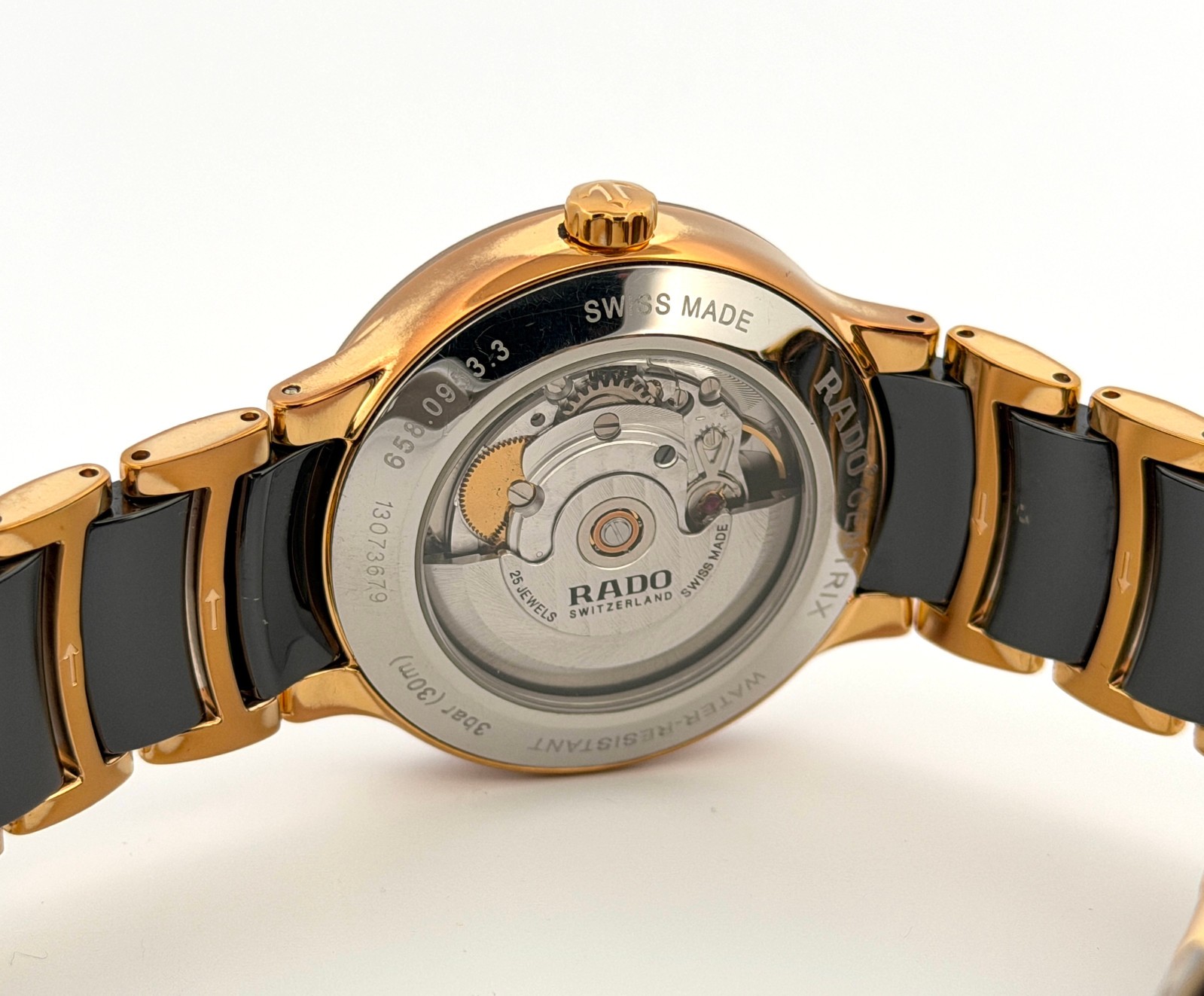 Rado Centrix Automatic 38mm Gold Tone Stainless Steel Ceramic Mens Watch