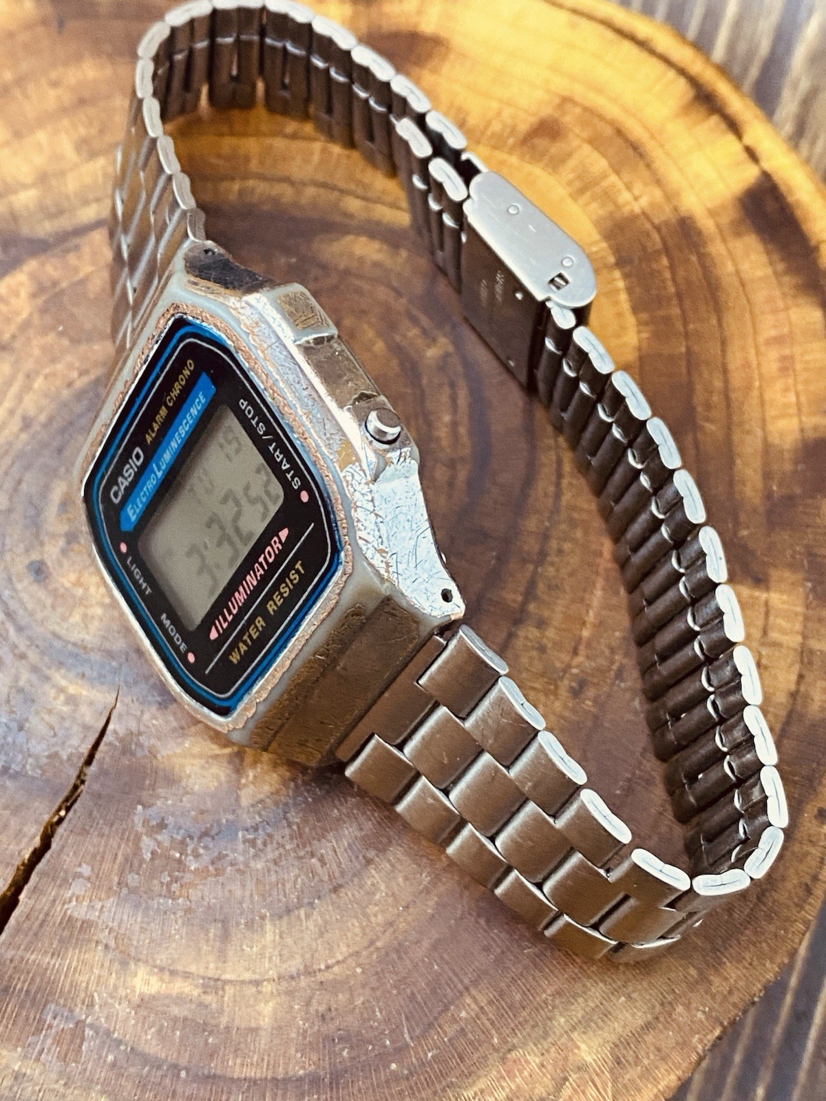 Casio A168 Illuminator Digital Watch Silver Electro Luminescence #8491