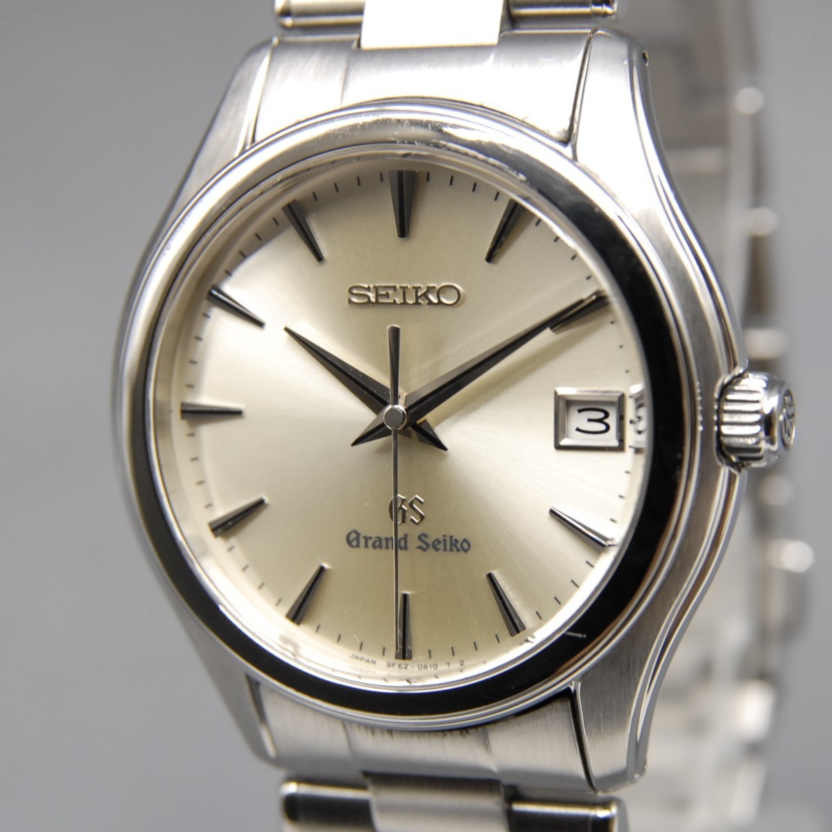 1999 [Near MINT] GRAND SEIKO 9F62-0A10 GS 35mm Silver Dial Date QZ Men’s Watch