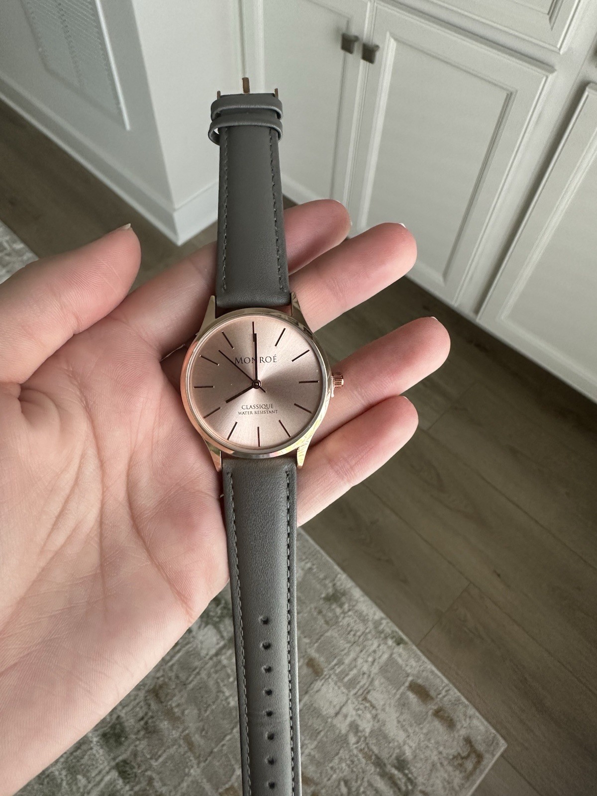 Monroe by Maestro Classique Collection Rose Gold Tone Leather Band Watch
