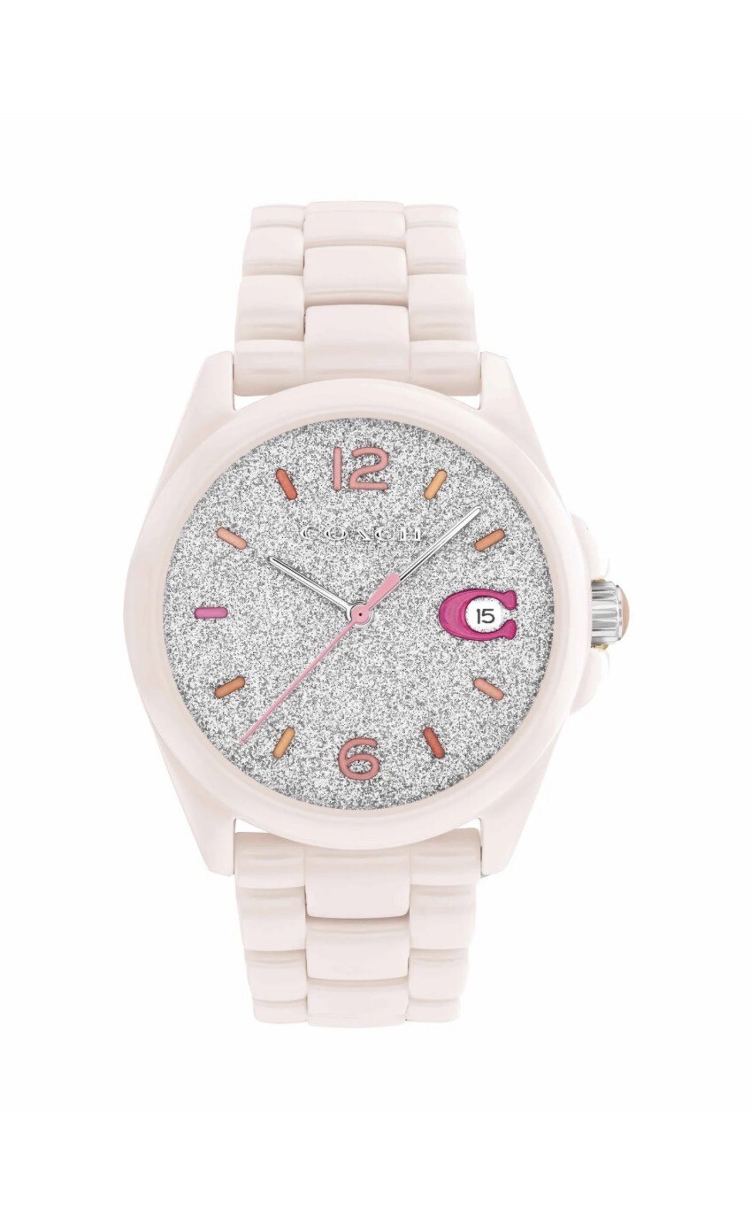 Brand New Coach Women’s Greyson Pink Ceramic With Grey Dust Dial Watch 14503939
