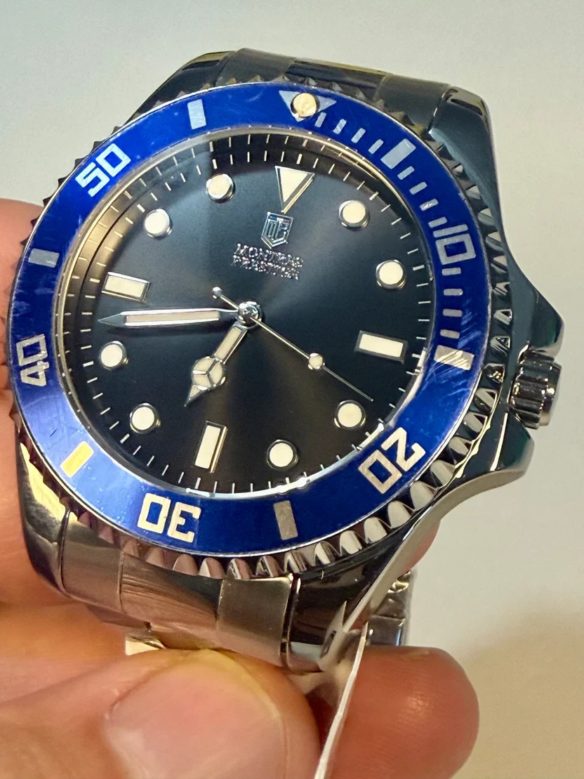 Montres Prestige MPW-0082 Quartz Professional Diver Blue Bezel Black Dial NIB