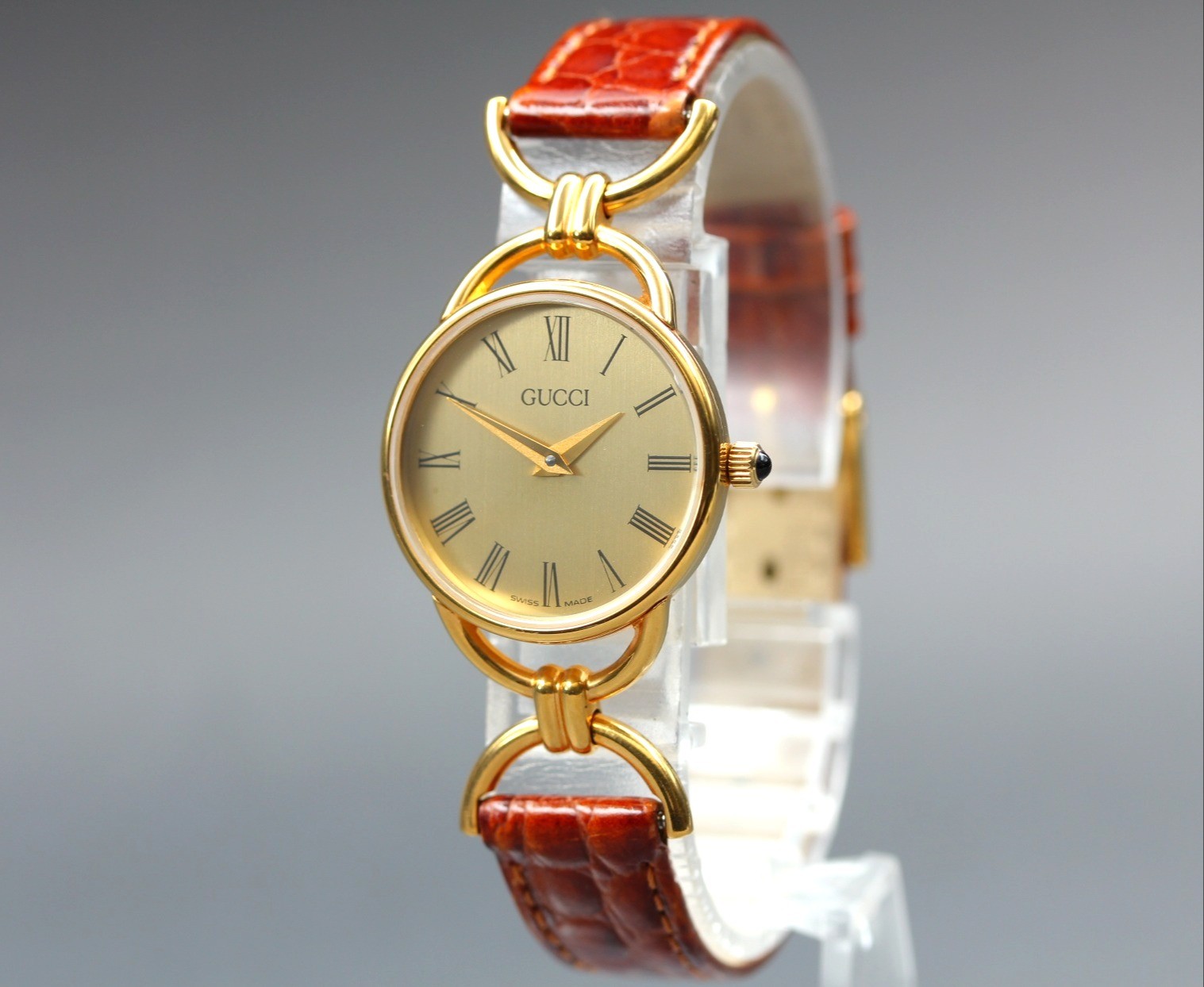 [MINT] Gucci 6000.2.L 23mm Horsebit Gold Dial Roman Index Quartz Women’s Watch