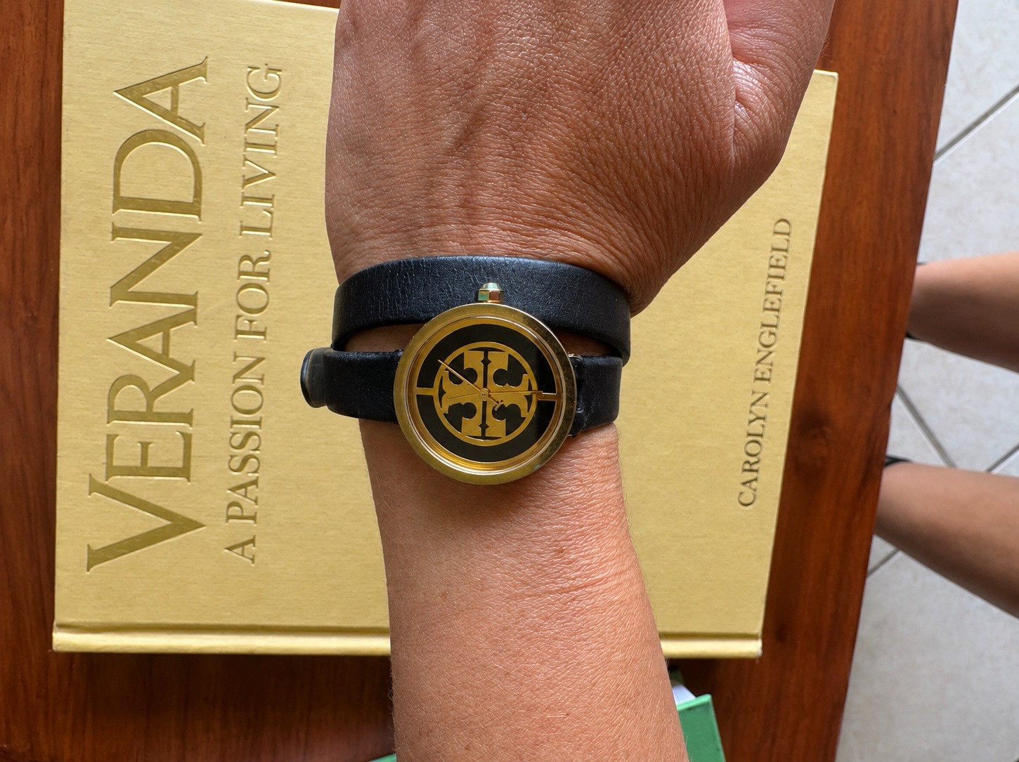 Tory Burch TRB1001 36-39mm Gold-Tone Steel Black Dial Quartz Watch Leather