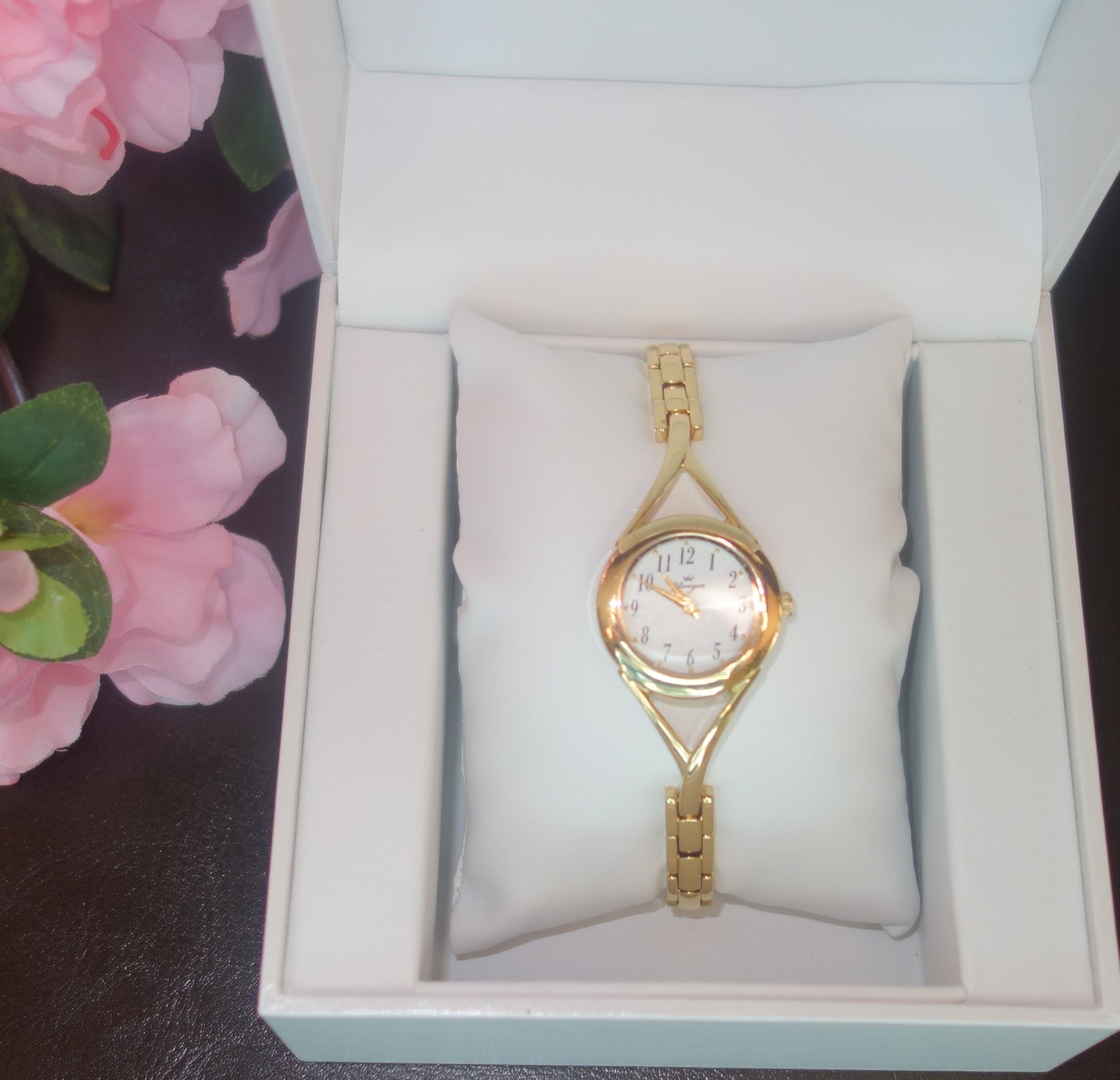 Yonger and Bresson Gold IP Steel white Dial Bracelet Watch DMP 1499/02 new