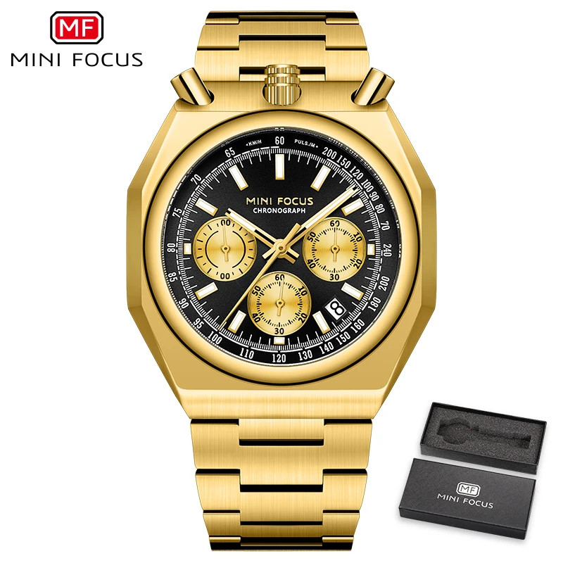 MINI FOCUS Fashion Multifunctional Quartz Watch for Men Calendar Luminous Luxury