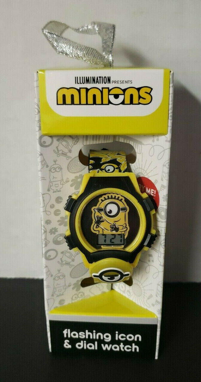 Minions Flashing Icon & Dial LCD Wrist Watch Illumination Banana Yellow Unisex
