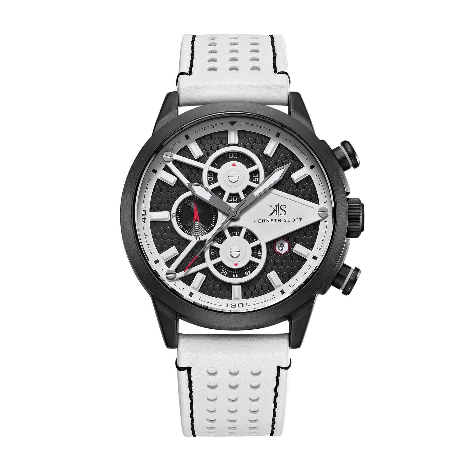 Kenneth Scott Men’s Chronograph Watch | Black Dial, 45mm, 30 m (3 ATM)