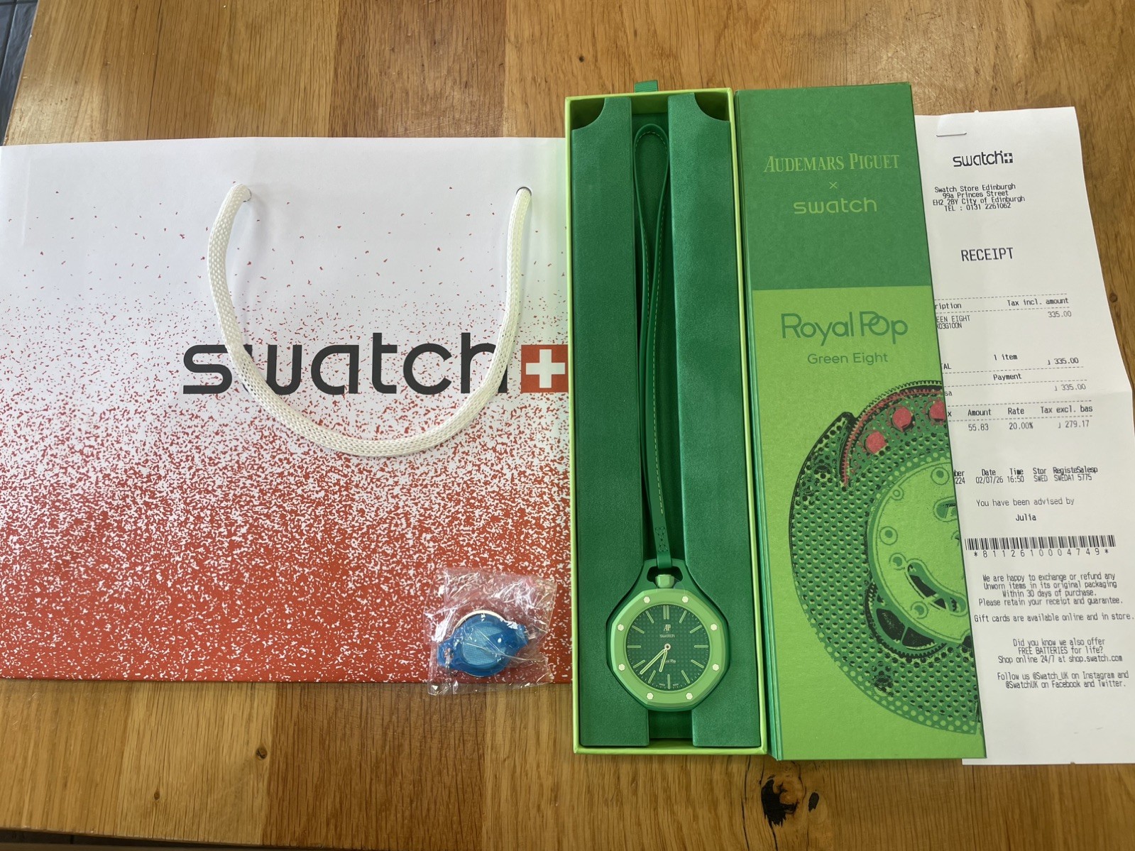 AP X SWATCH| GREEN EIGHT ✅| BRAND NEW SEALED | BAG, BOX AND RECEIPT✅🚚💨