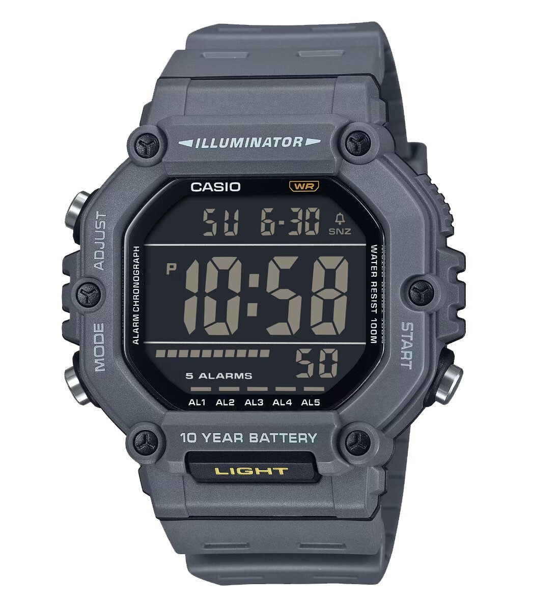Casio AE-1600H-8B Digital Stopwatch World Time Resin Mens 10 Year Battery