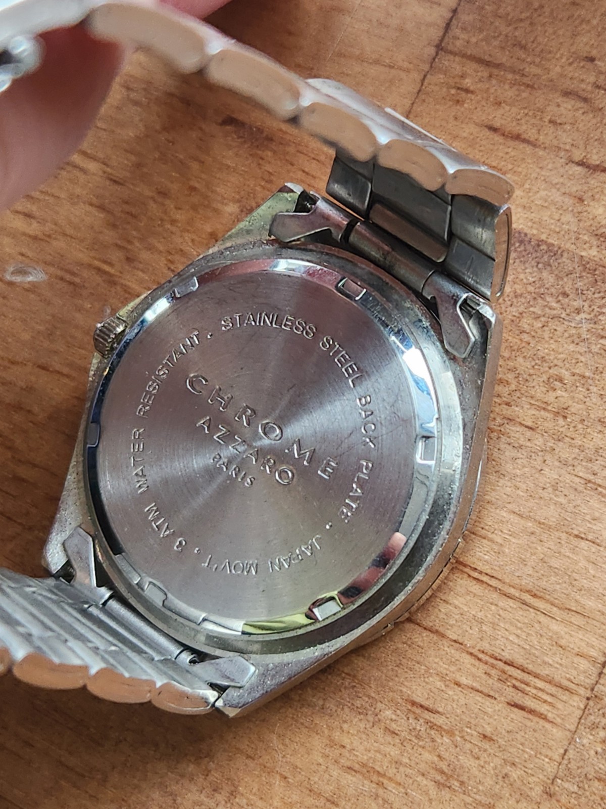 Chrome Azzaro Paris Watch Silver Chrome Casing / Blue Face Collectible Watch