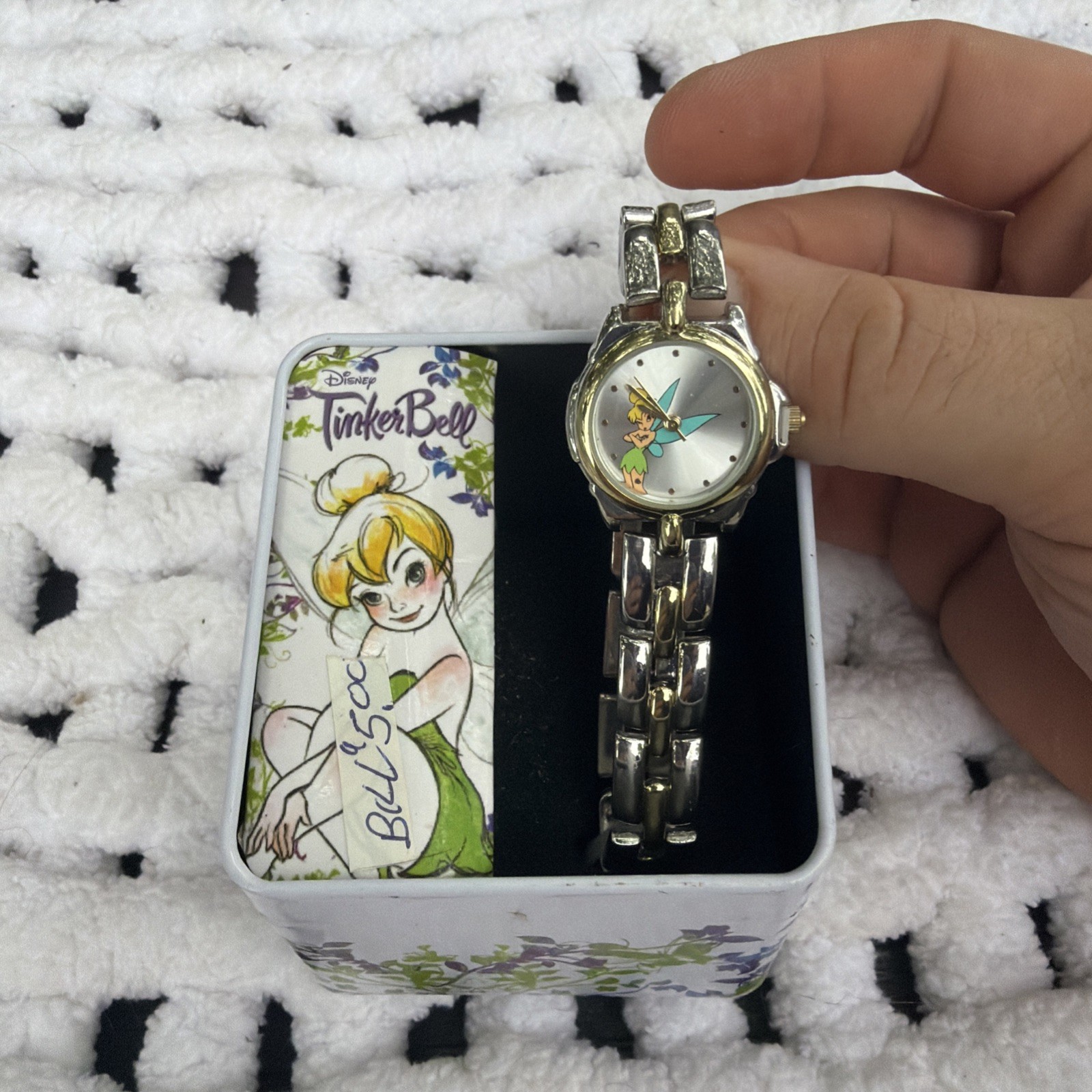 Disney Women’s TK2020 Tinkerbell Silver Sunray Dial Two-Tone Bracelet Watch