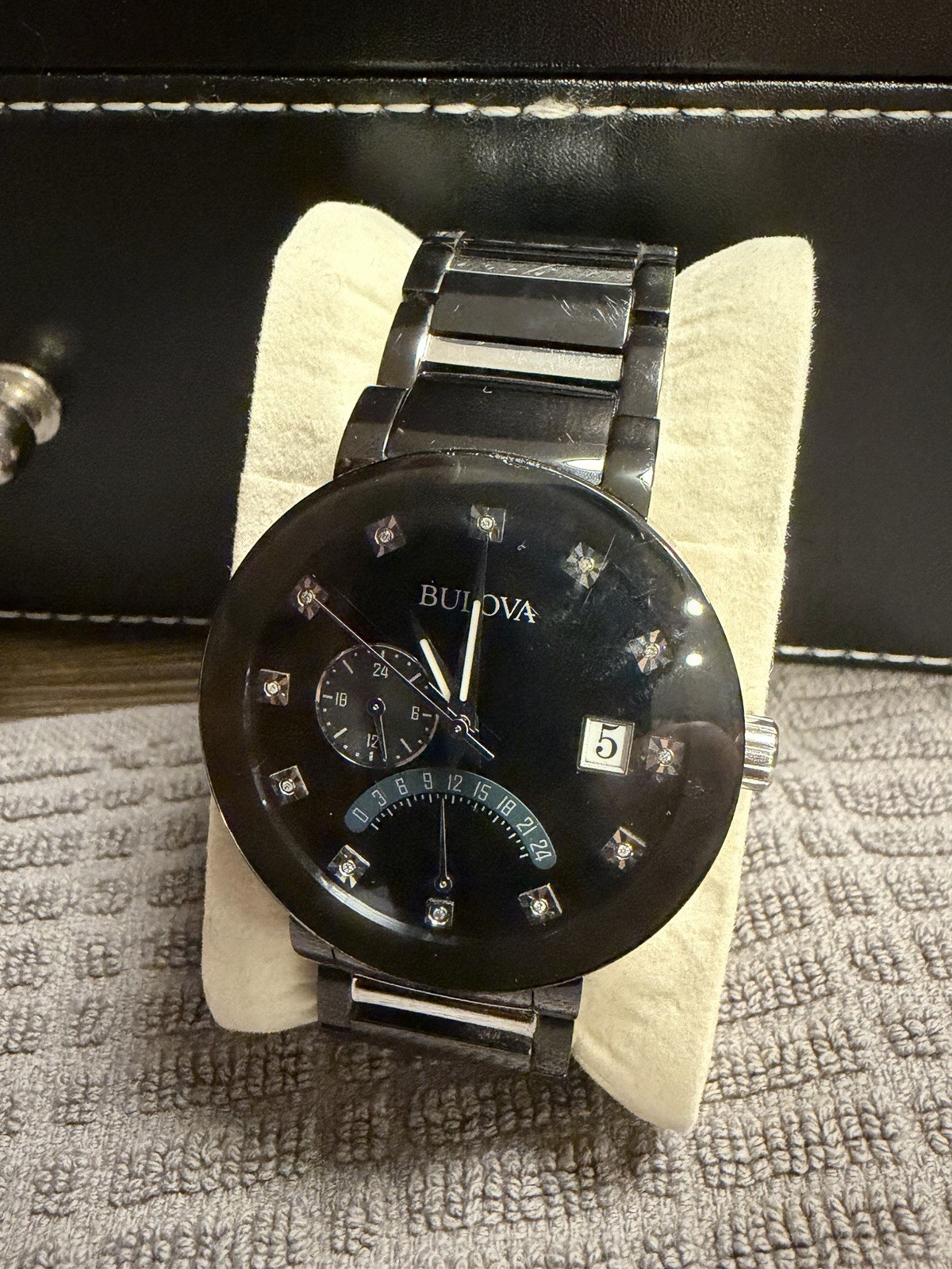 Bulova 98D111 30mm Diamond Quartz Men’s Watch – Black