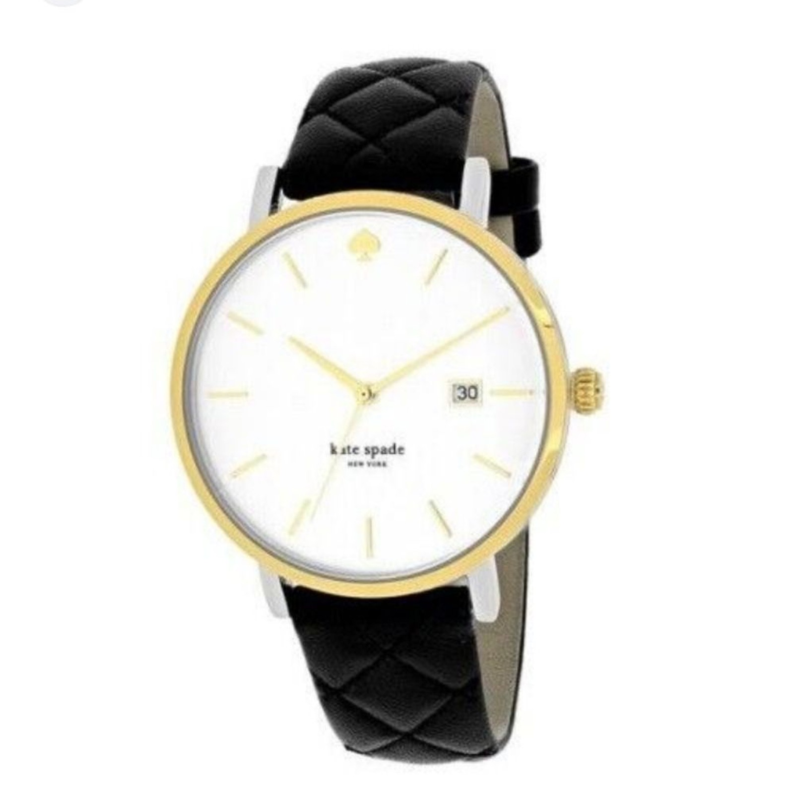 Kate Spade Metro Grand white dial black quilted leather women’s watch