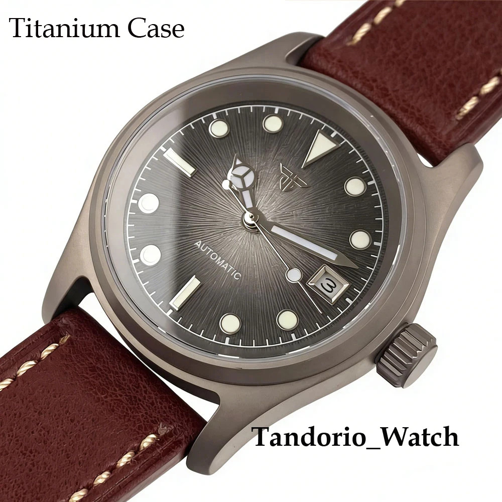 Tandorio 36mm 20ATM Titanium Automatic Pilot Diver Men’s Watch Sapphire Glass