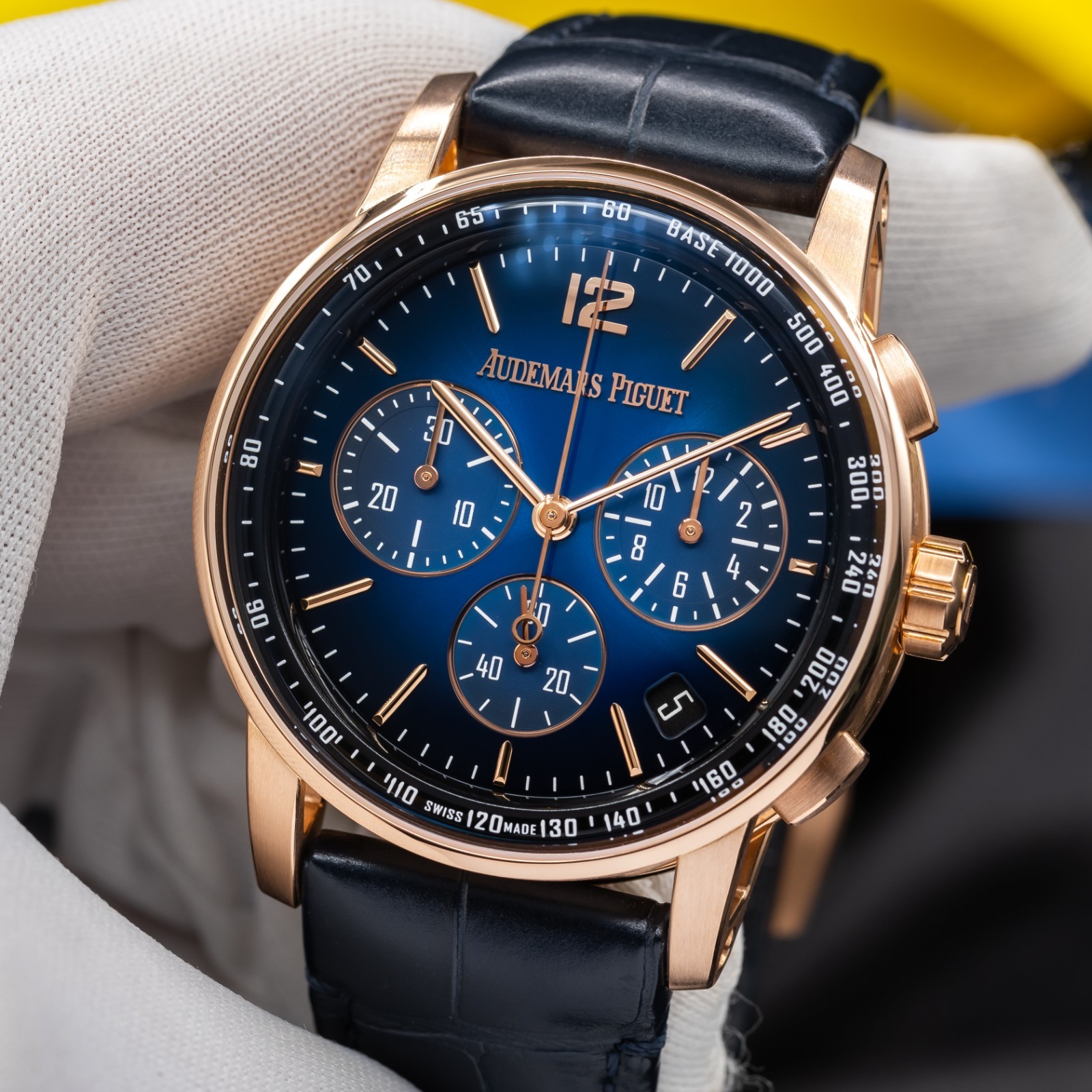 Audemars Piguet Code 11.59 18K Rose Gold Chronograph Blue Men’s Watch 26393OR