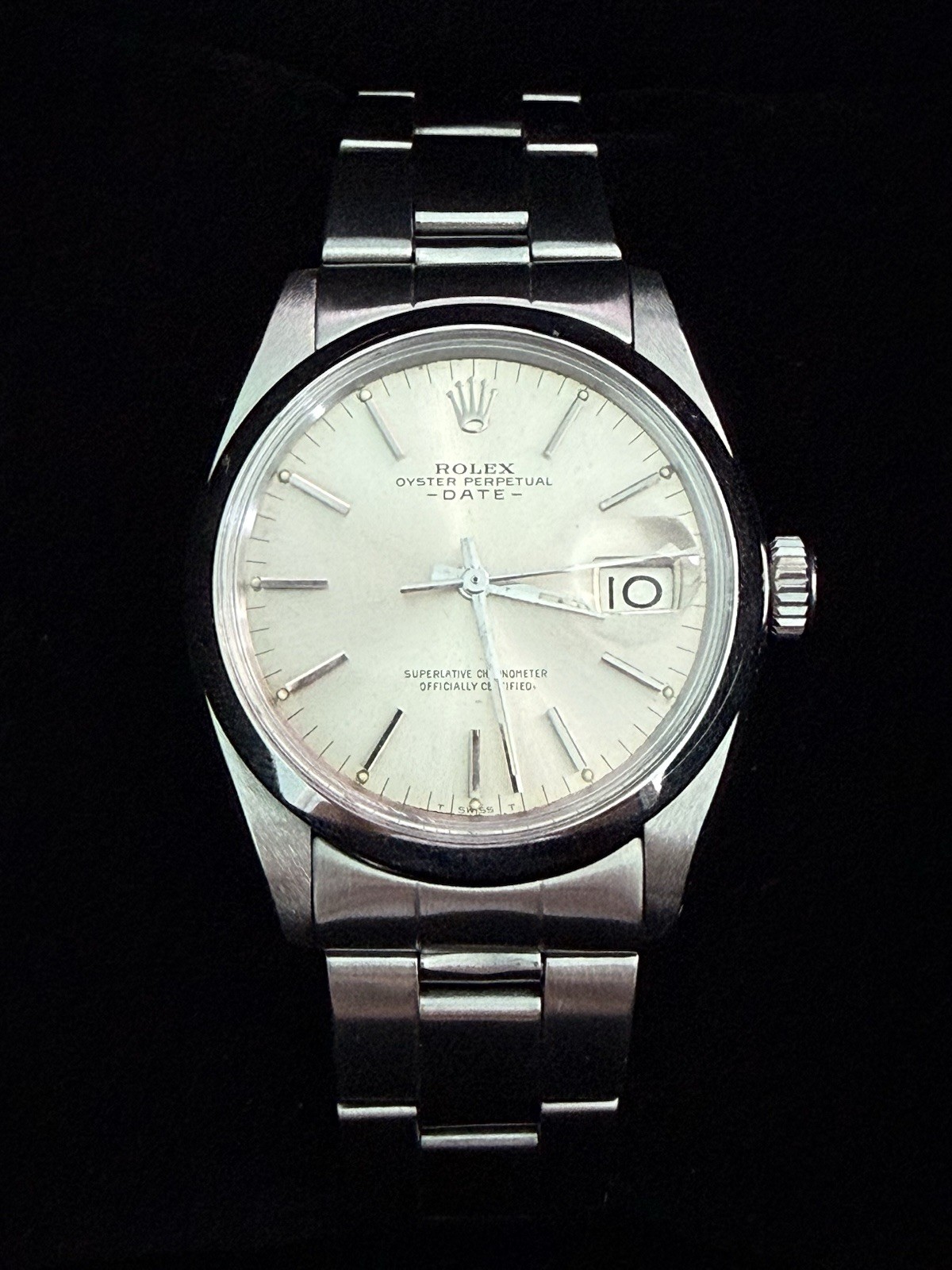 Vintage 1966 Rolex Oyster Perpetual Date 1500 34mm Silver Dial 7835 Bracelet
