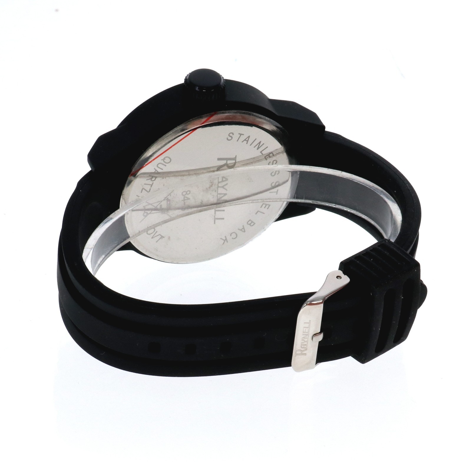 Men’s Raynell Designer Style Black Matt Finish Bezel Black Silicone Band 50mm