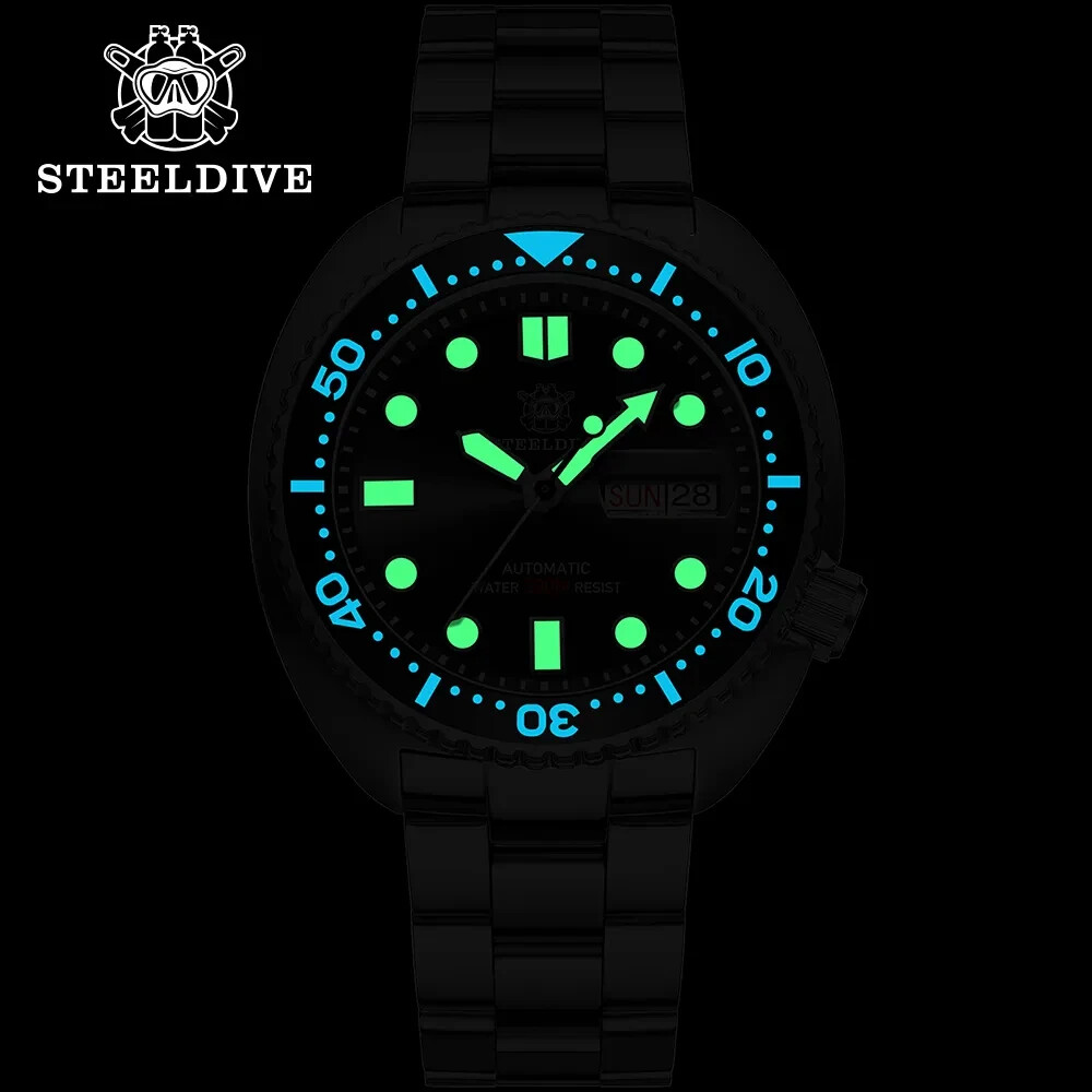 STEELDIVE SD1972 Black Dial Automatic Mov. Ceramic Bezel Mens Sport Diver WaterP