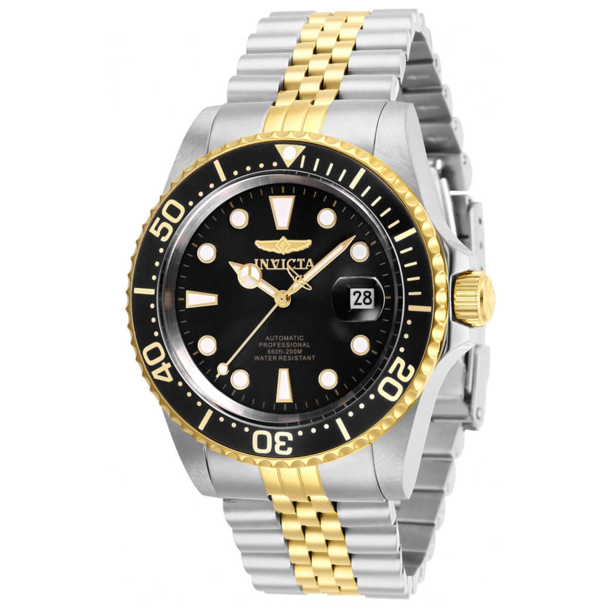 Invicta Men’s Watch Pro Diver Date Automatic Black Dial Two Tone Bracelet 30094