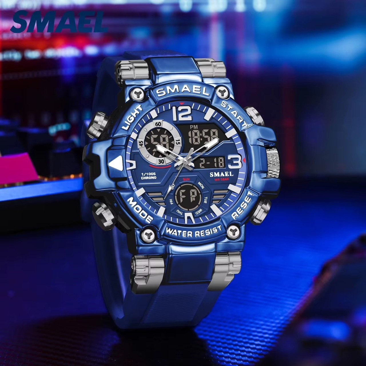 Oversized Chronograph Waterproof Digital Sport Shock Resistant WRIST WATCH 55mm