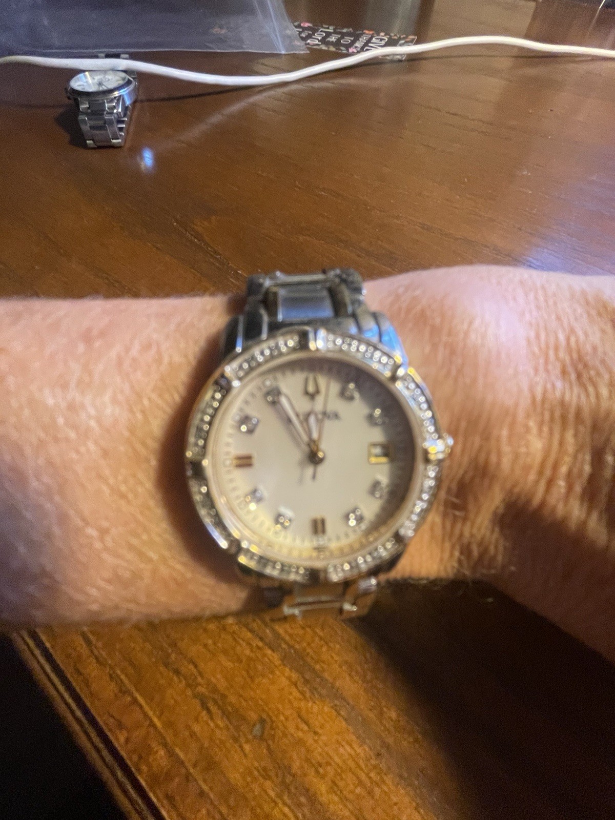 Bulova Diamond Women’s Two-Tone Stainless Bracelet Quartz Watch Date White Dial