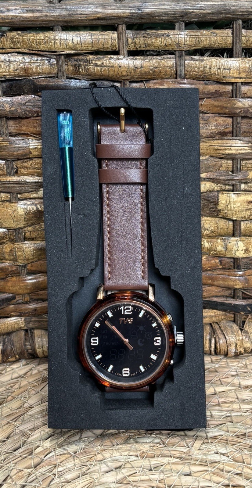 TVG Watch Analog & Digital Dark Brown Band Dual Display LED New & w Screwdriver