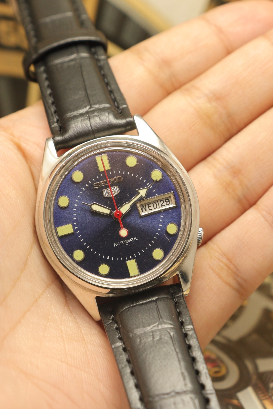 Vintage Seiko 5 Automatic Blue Dial Wrist Watch For Men’s Japan Movement 6309.