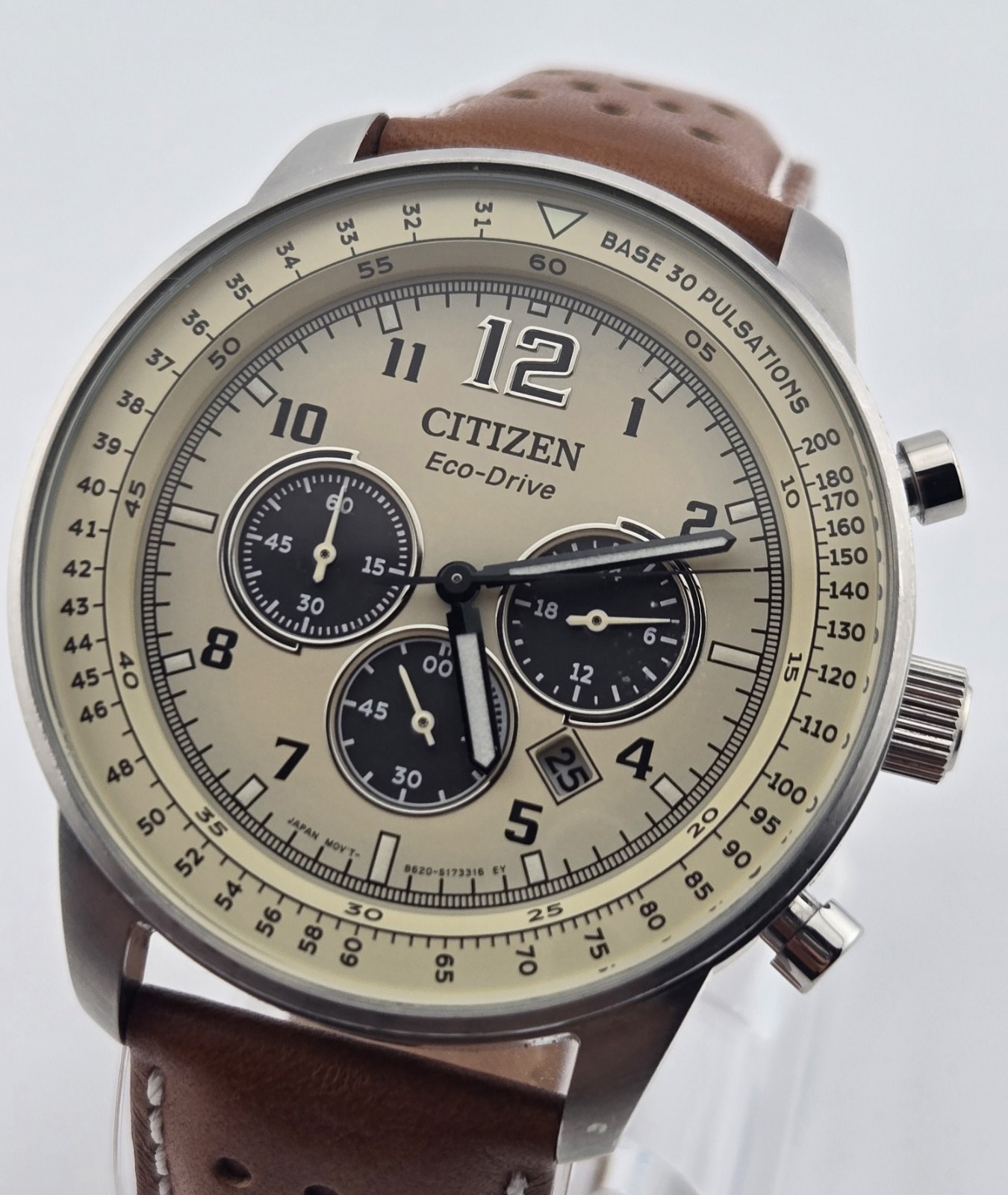 Citizen Men’s CA4500-08X Eco-Drive Chronograph Stainless Steel Leather Watch