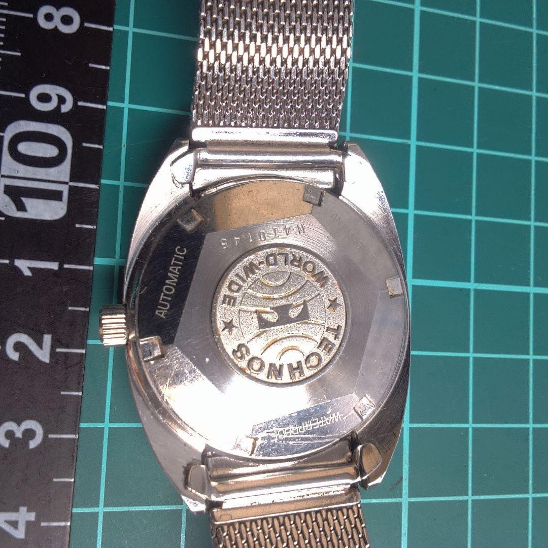 TECHNOS Sky Light Watch Auto Wind Brown Dial Mesh Band Vintage Japan-
