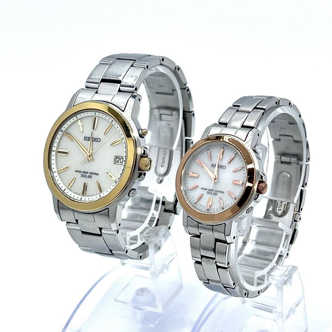 Seiko Pair Watch Solar Gold 7B52-0AF0 3B51-0AN0 Japan 0713860