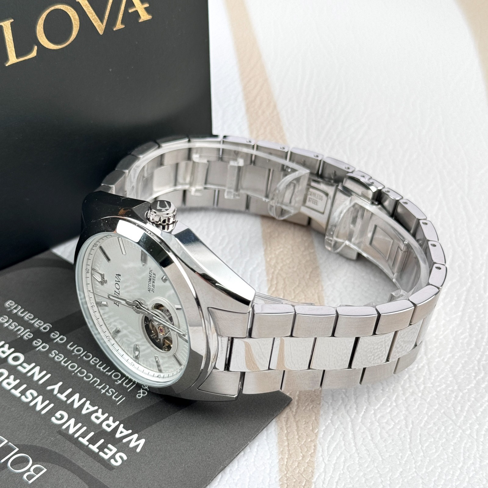 Bulova Classic Surveyor Automatic Silver Dial Stainless Steel Men’s Watch 96A274