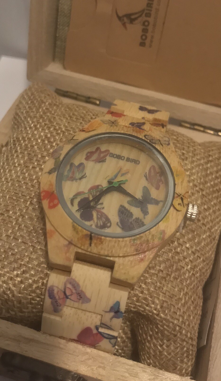 BOBO BIRD Butterfly Handmade Bamboo Wood Women’s Watch BRAND NEW in Box 40mm