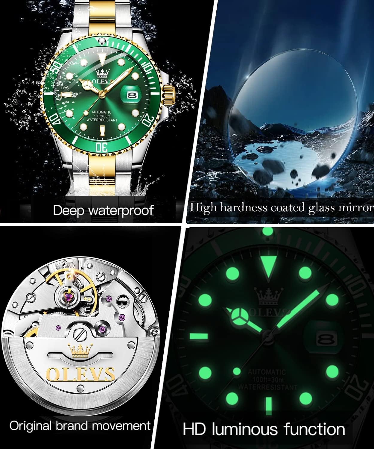 Luxury Men’s Automatic Waterproof Watch – Big Face & Luminous Features