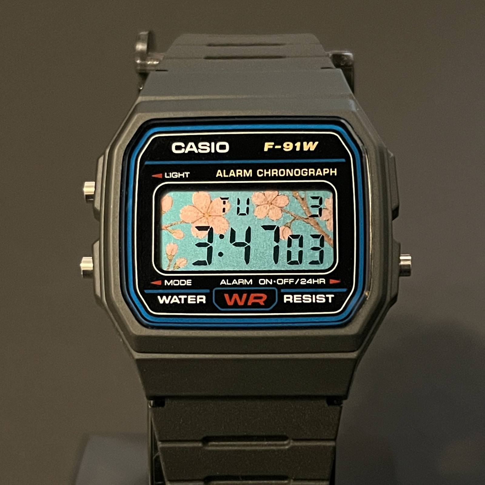 Custom Casio F91W Cherry Blossom Sakura Mod | Handmade Metallic Filter