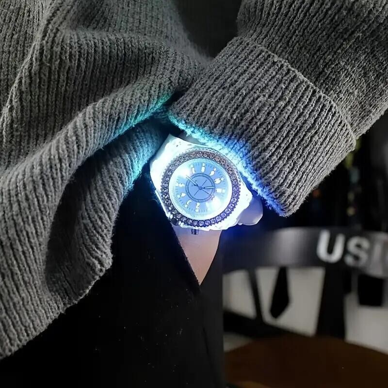 Black Glowing Watch Transparent Luminous Function Quartz Watch Fashion Gift New