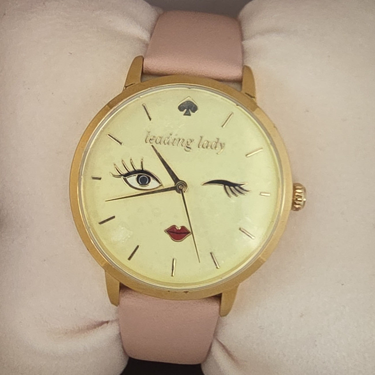 kate spade new york Leading Lady Quartz Cream Dial Pink Leather Watch w/ Box