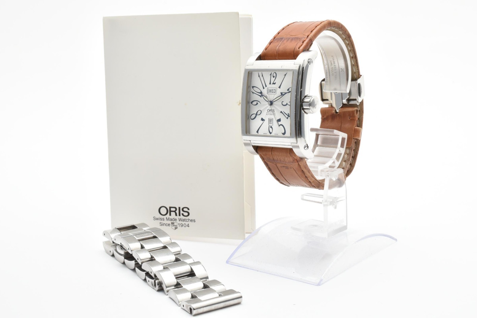 [Near MINT] ORIS Miles 7538 Rectangular Day/Date White Dial At Men’s Watch