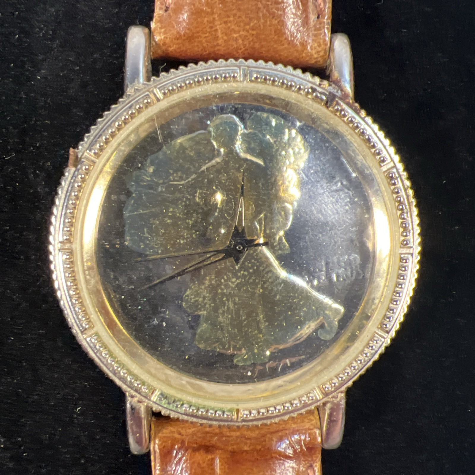 Walking Liberty US Silver Half Dollar 1940’s Mens Watch Leather Band Working