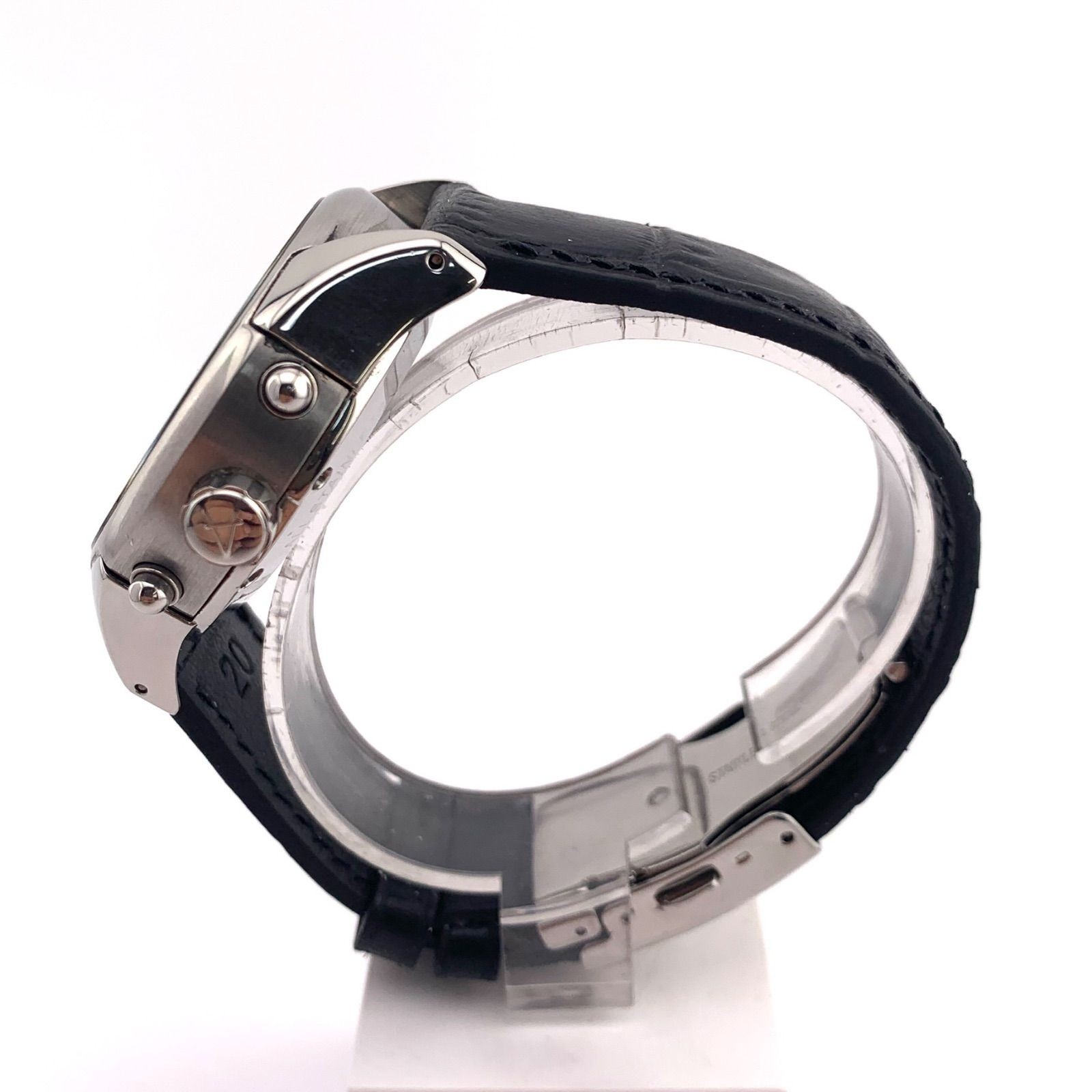 Arbutus Automatic Watch Silver Black Leather Date Day Month From Japan
