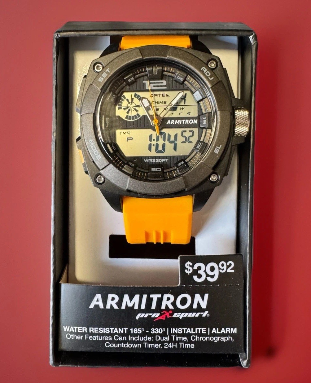 Armitron Unisex Adult Digital Sports Watch Yellow Black Wristwatch INSTALITE NEW
