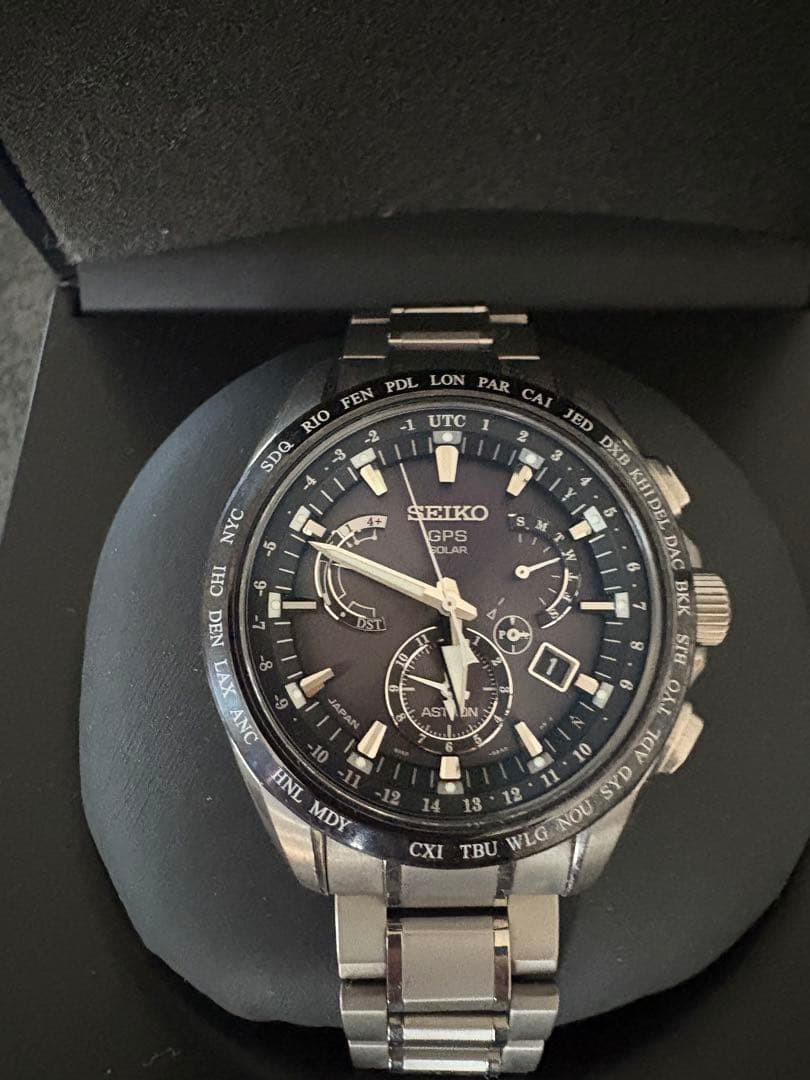 Seiko Astron SBXB045 8X53-0AB0 GPS Solar Dual Time Titanium Ceramic Watch