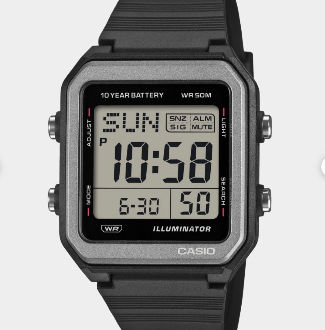 Casio Collection Standard W221H-1AV Black 10-year Battery Flash Alert World Time